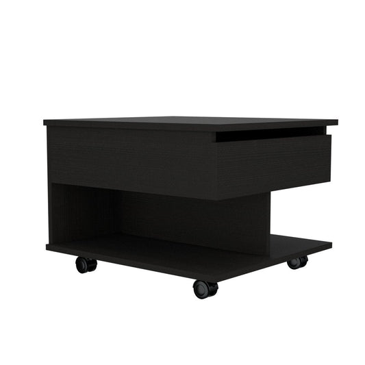 22" Black Manufactured Wood Rectangular Lift Top Coffee Table With Drawer HomeRoots