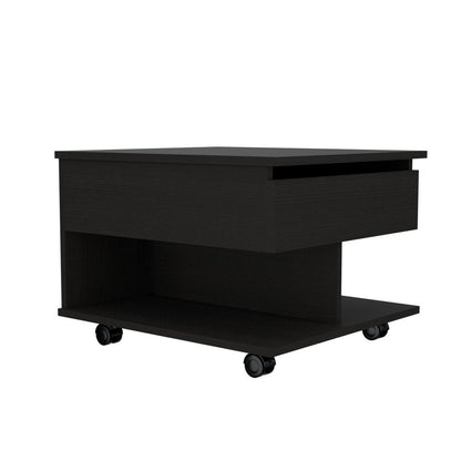 22" Black Manufactured Wood Rectangular Lift Top Coffee Table With Drawer HomeRoots
