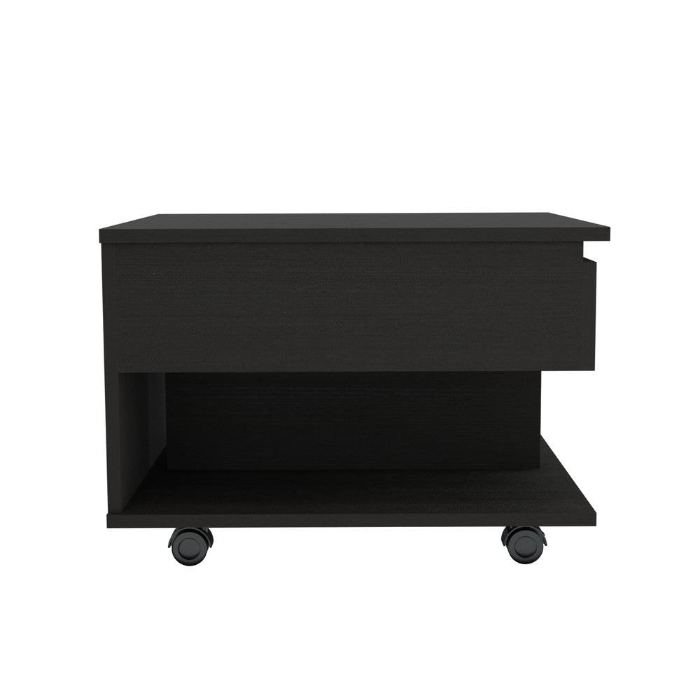 22" Black Manufactured Wood Rectangular Lift Top Coffee Table With Drawer HomeRoots