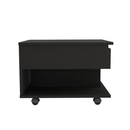 22" Black Manufactured Wood Rectangular Lift Top Coffee Table With Drawer HomeRoots