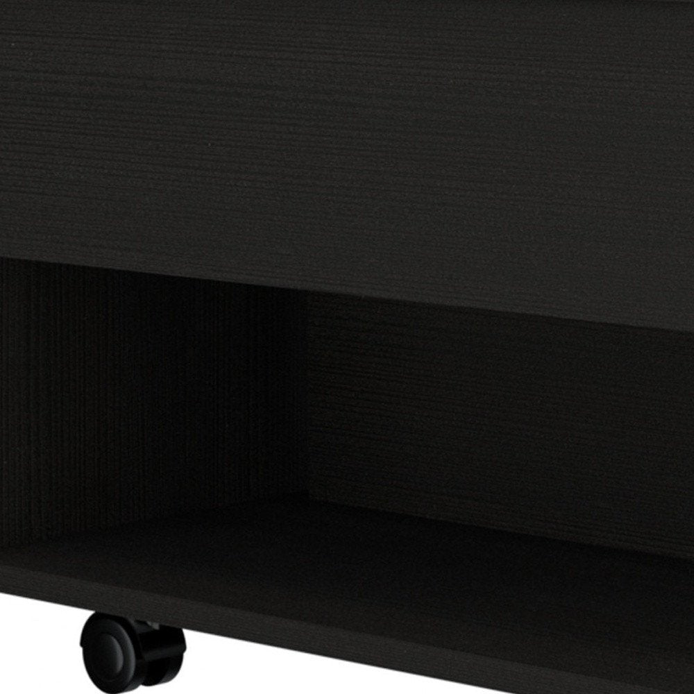 22" Black Manufactured Wood Rectangular Lift Top Coffee Table With Drawer HomeRoots