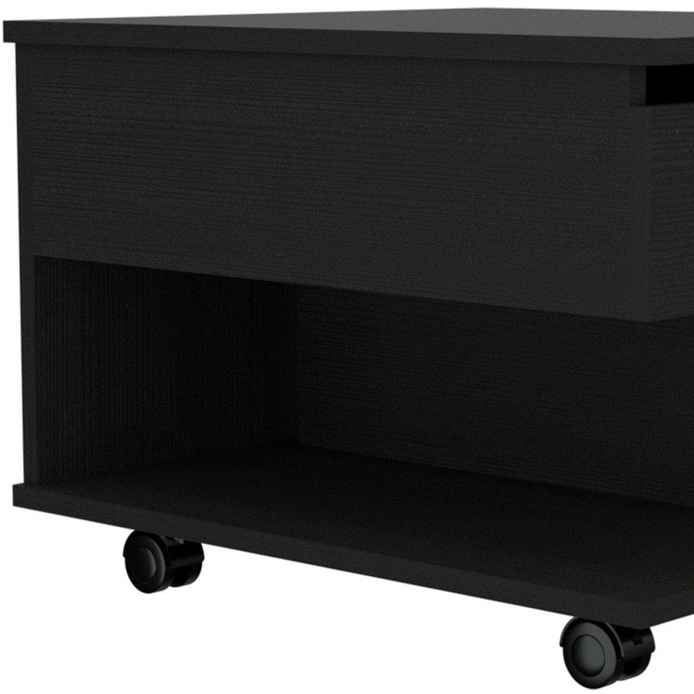 22" Black Manufactured Wood Rectangular Lift Top Coffee Table With Drawer HomeRoots