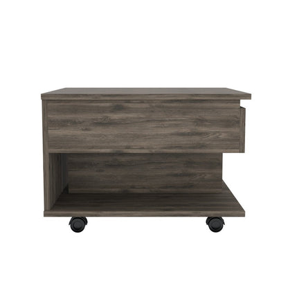 22" Dark Brown Manufactured Wood Rectangular Lift Top Coffee Table With Drawer HomeRoots