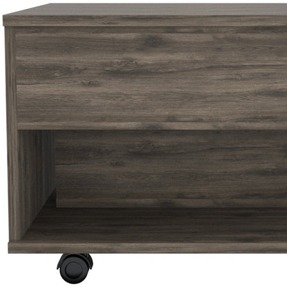 22" Dark Brown Manufactured Wood Rectangular Lift Top Coffee Table With Drawer HomeRoots