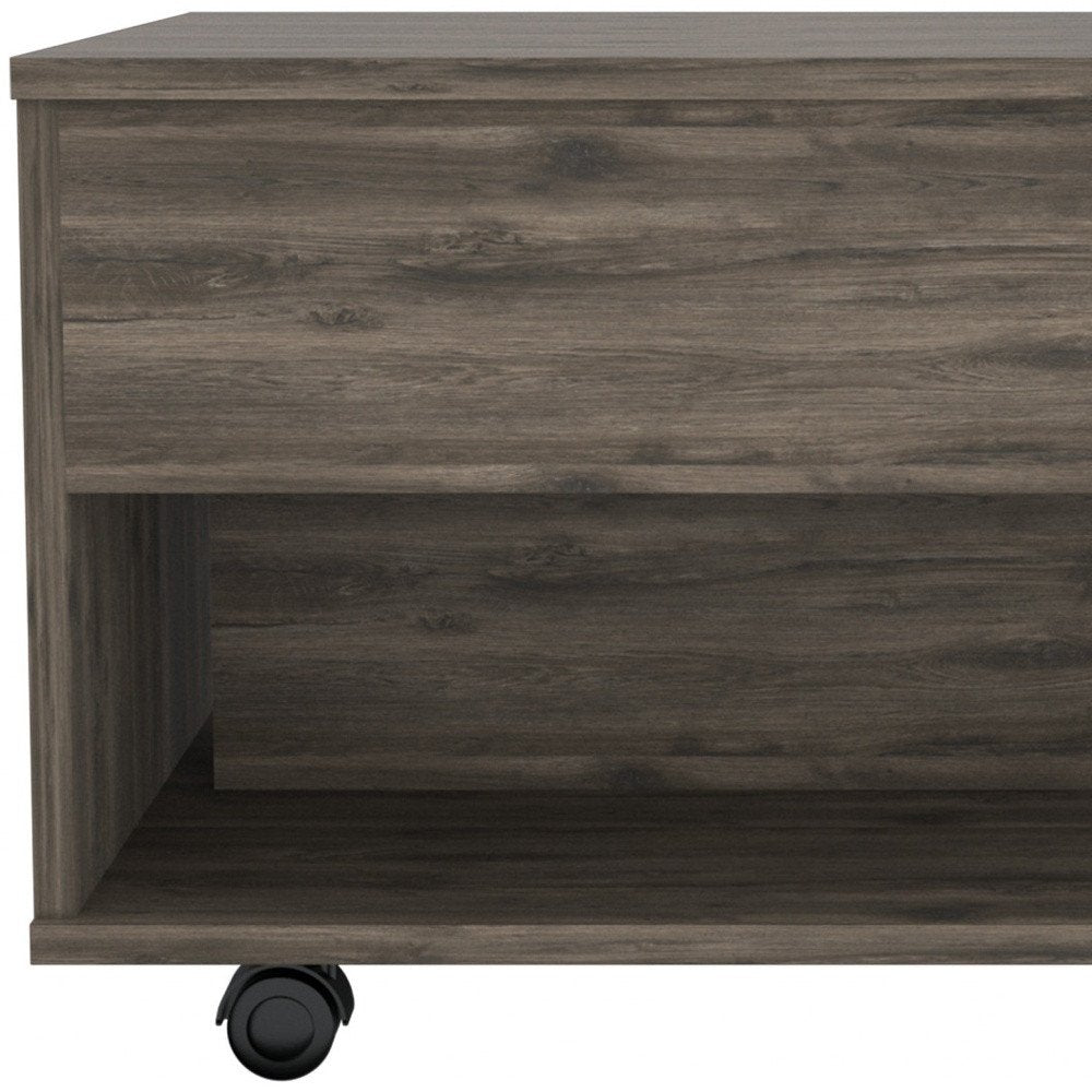 22" Dark Brown Manufactured Wood Rectangular Lift Top Coffee Table With Drawer HomeRoots