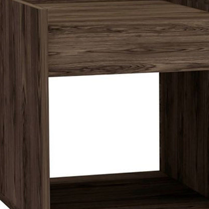 32" Dark Walnut Manufactured Wood Rectangular Coffee Table With Shelf HomeRoots