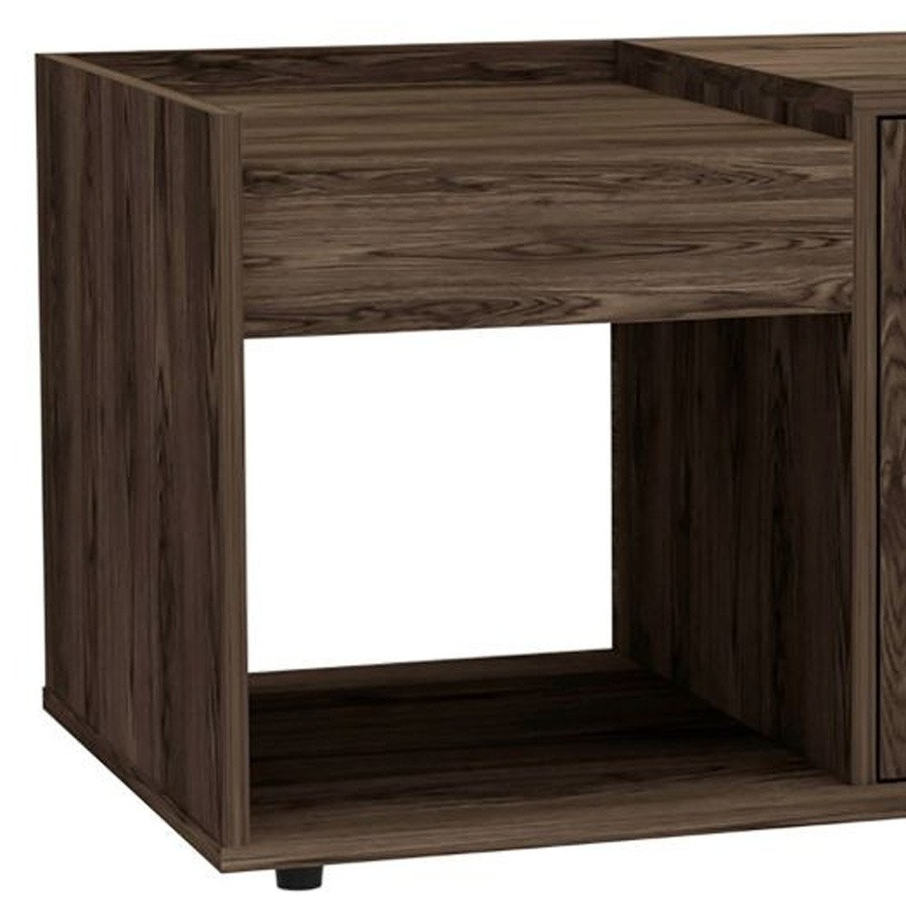 32" Dark Walnut Manufactured Wood Rectangular Coffee Table With Shelf HomeRoots
