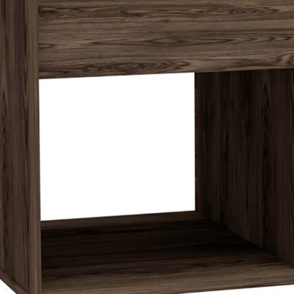 32" Dark Walnut Manufactured Wood Rectangular Coffee Table With Shelf HomeRoots