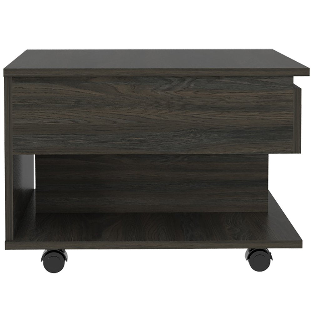 22" Carbon Espresso Manufactured Wood Rectangular Coffee Table With Drawer HomeRoots