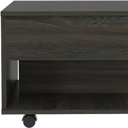 22" Carbon Espresso Manufactured Wood Rectangular Coffee Table With Drawer HomeRoots