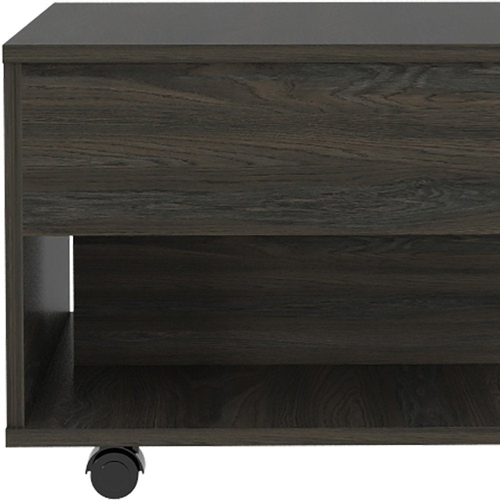 22" Carbon Espresso Manufactured Wood Rectangular Coffee Table With Drawer — view 3