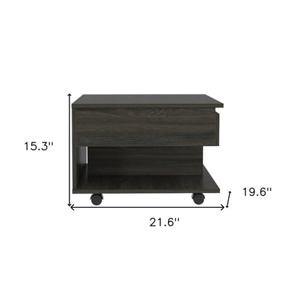 22" Carbon Espresso Manufactured Wood Rectangular Coffee Table With Drawer HomeRoots