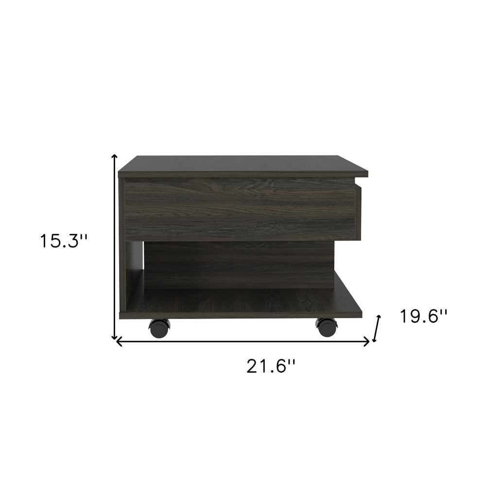 22" Carbon Espresso Manufactured Wood Rectangular Coffee Table With Drawer HomeRoots