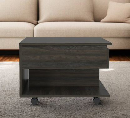 22" Carbon Espresso Manufactured Wood Rectangular Coffee Table With Drawer HomeRoots