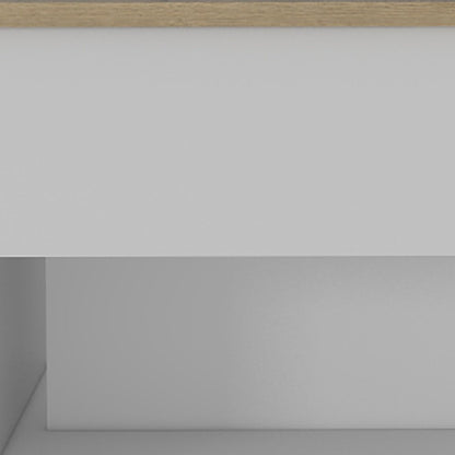 22" White And Light Oak Manufactured Wood Rectangular Coffee Table With Drawer HomeRoots