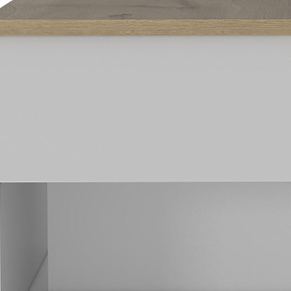 22" White And Light Oak Manufactured Wood Rectangular Coffee Table With Drawer HomeRoots