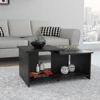 35" Black Wood Abstract Coffee Table HomeRoots