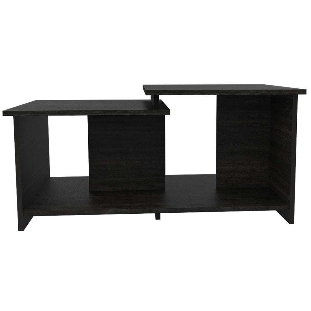 35" Black Wood Abstract Coffee Table HomeRoots