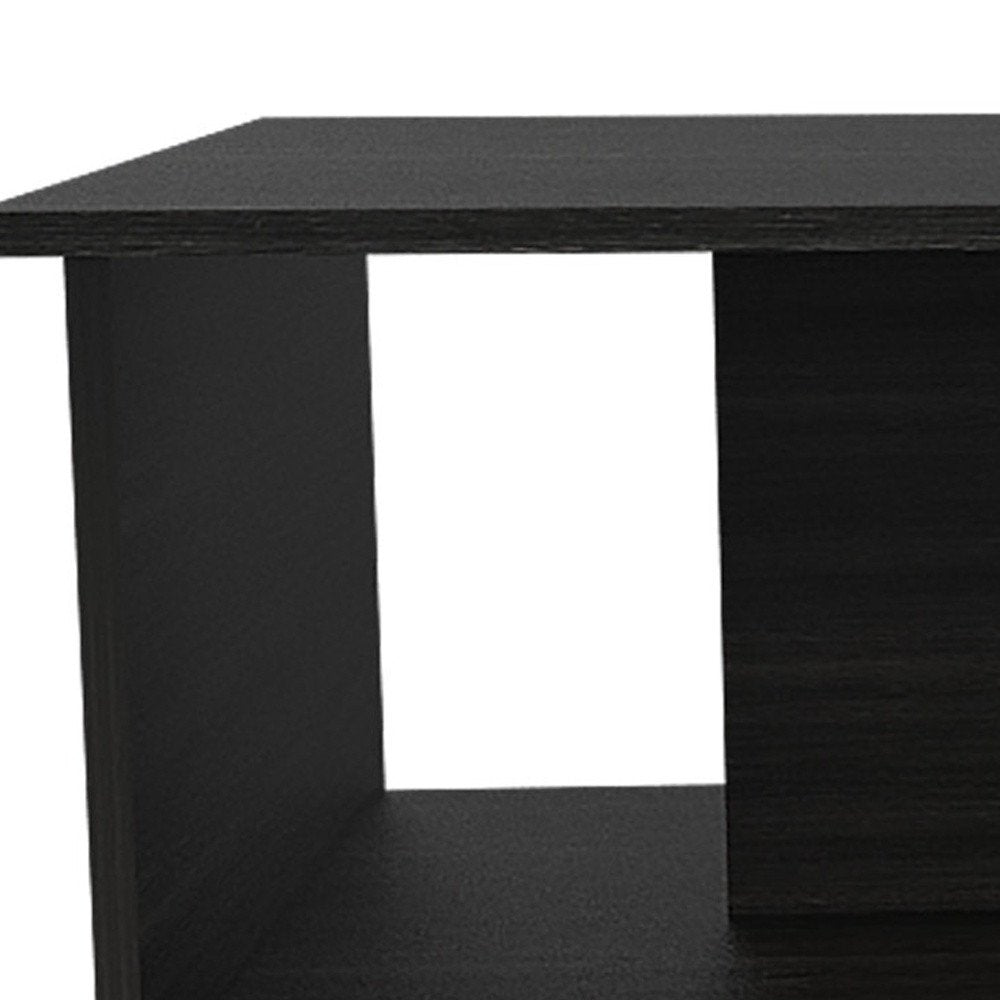 35" Black Wood Abstract Coffee Table HomeRoots
