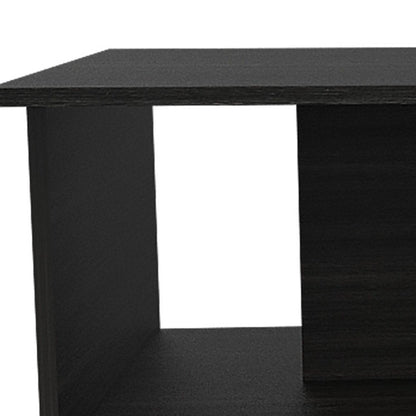 35" Black Wood Abstract Coffee Table HomeRoots