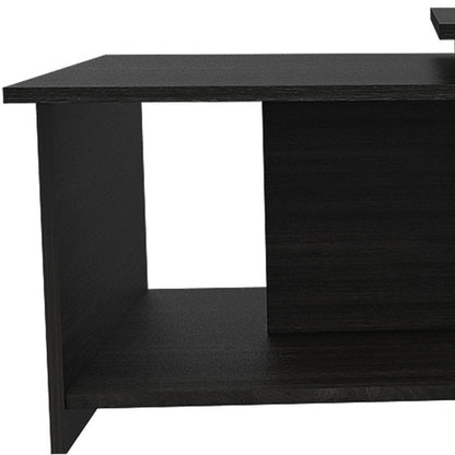 35" Black Wood Abstract Coffee Table HomeRoots