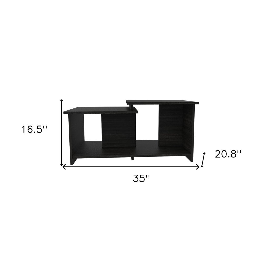 35" Black Wood Abstract Coffee Table HomeRoots