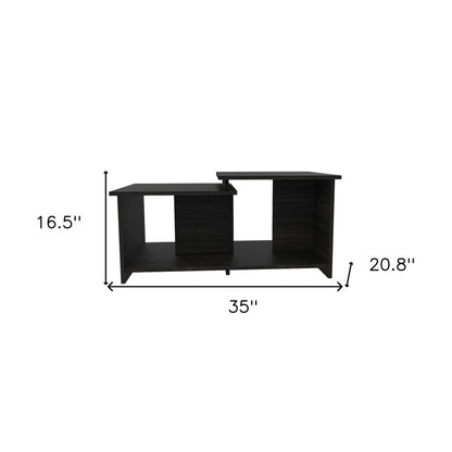 35" Black Wood Abstract Coffee Table HomeRoots
