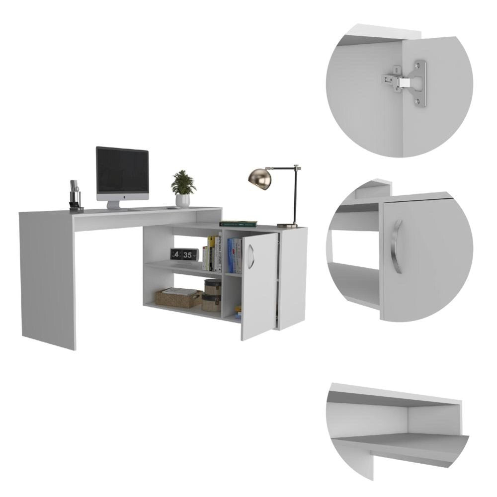 60" White L Shape Computer Desk HomeRoots