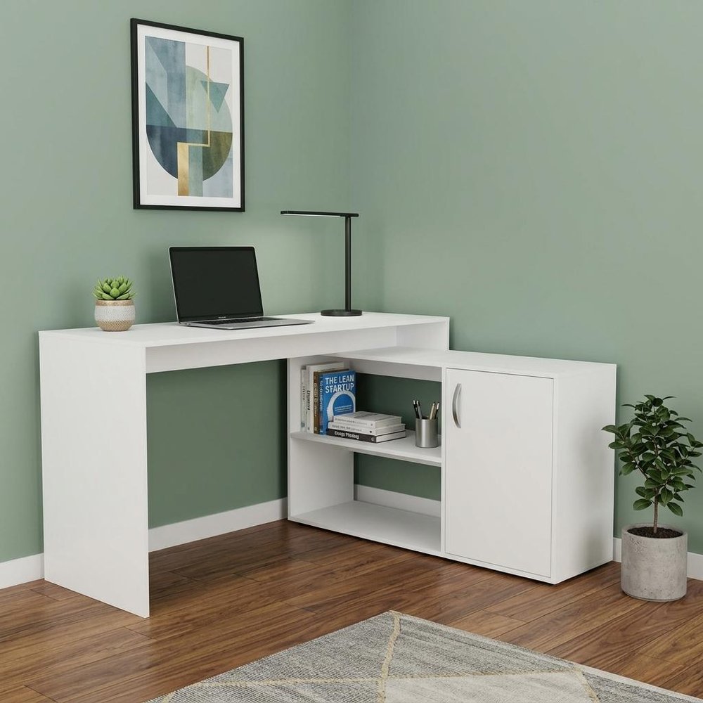 60" White L Shape Computer Desk HomeRoots