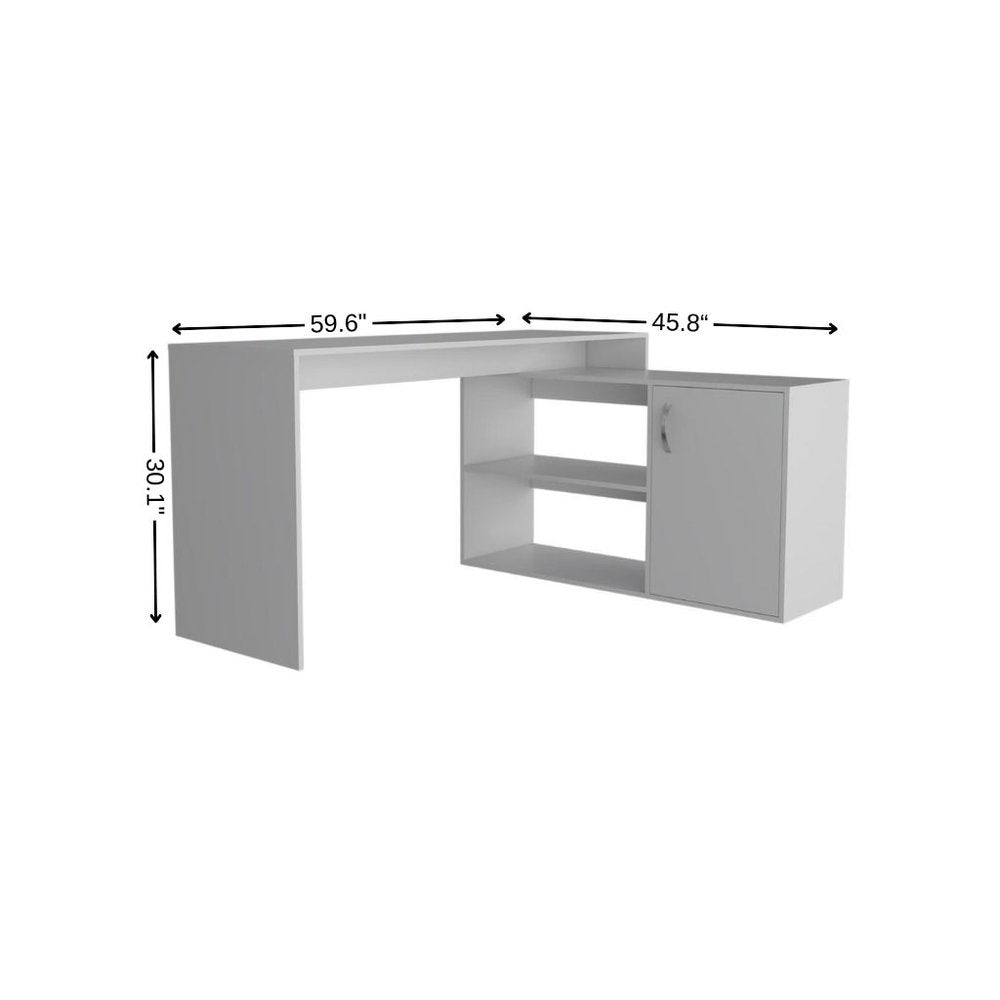 60" White L Shape Computer Desk HomeRoots