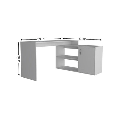 60" White L Shape Computer Desk HomeRoots