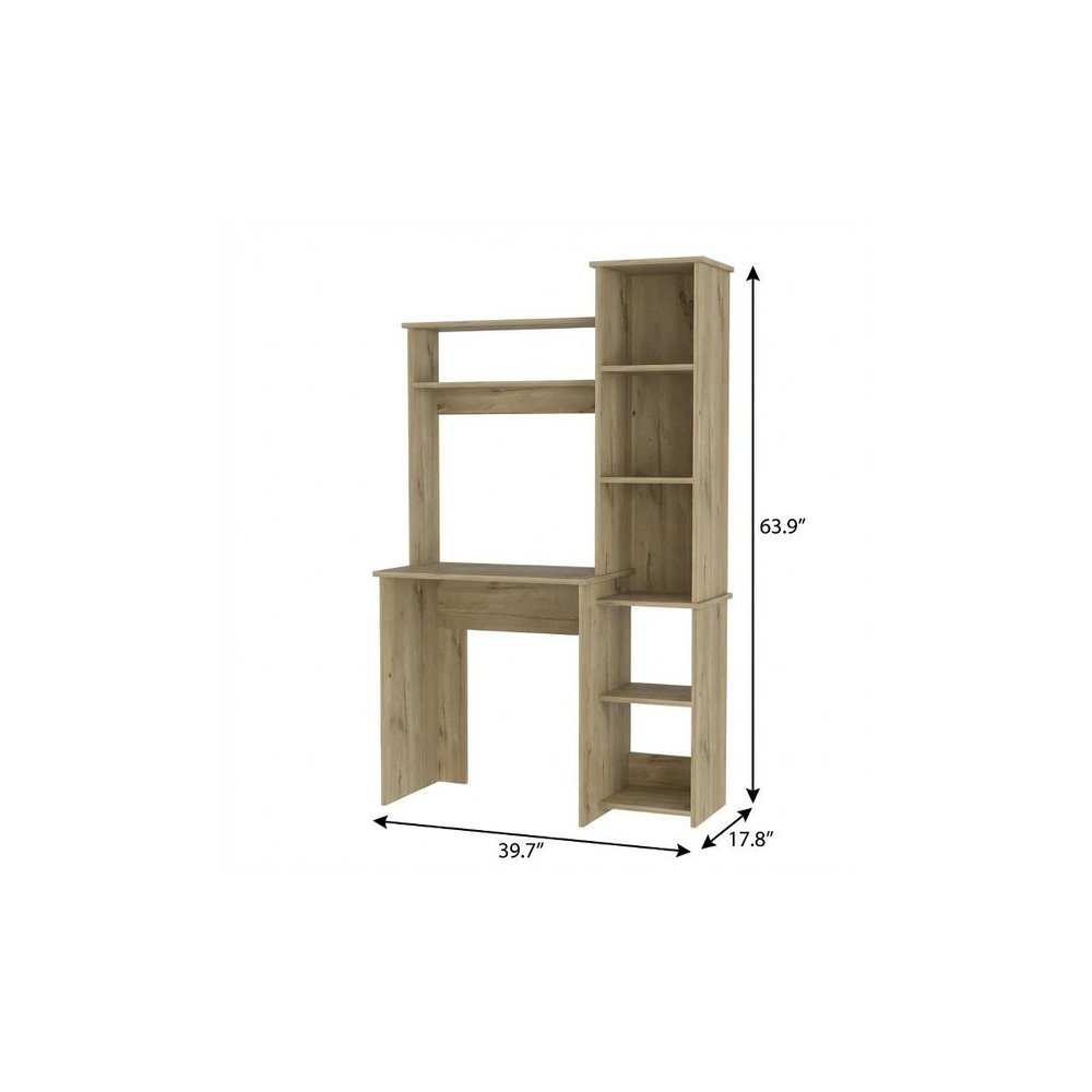 40" Natural Computer Desk With Hutch HomeRoots