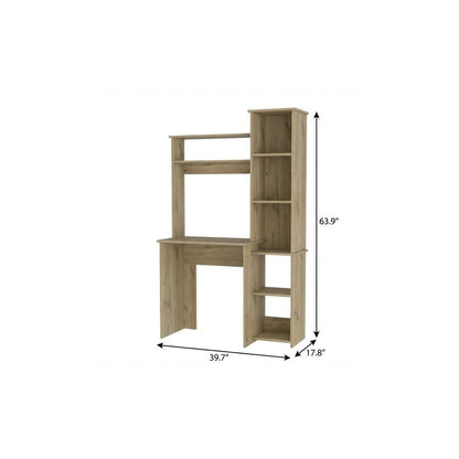 40" Natural Computer Desk With Hutch HomeRoots