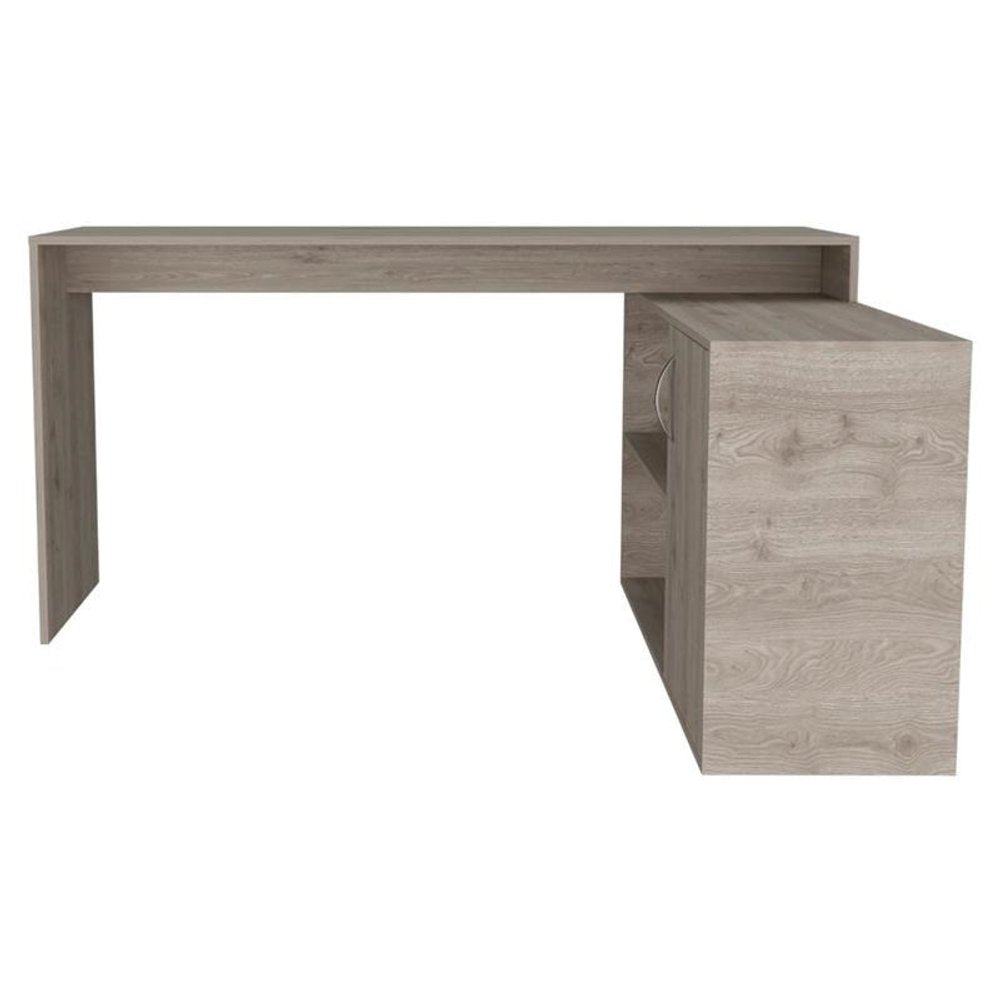 60" Light Gray L Shape Computer Desk HomeRoots