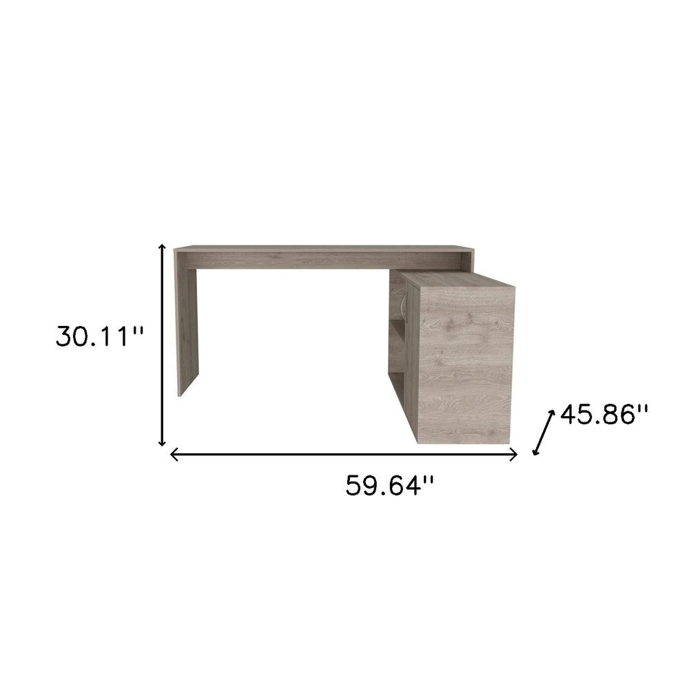 60" Light Gray L Shape Computer Desk HomeRoots