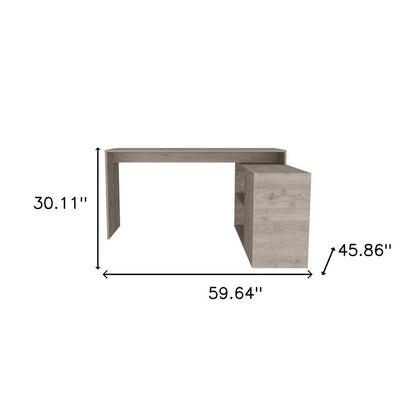 60" Light Gray L Shape Computer Desk HomeRoots