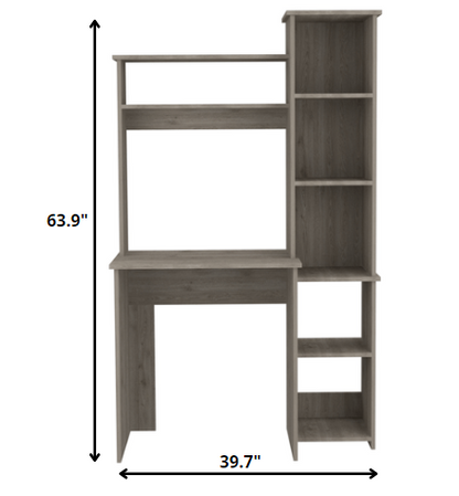 Modern Light Gray Office Desk with Storage Cabinet - FurniFindUSA