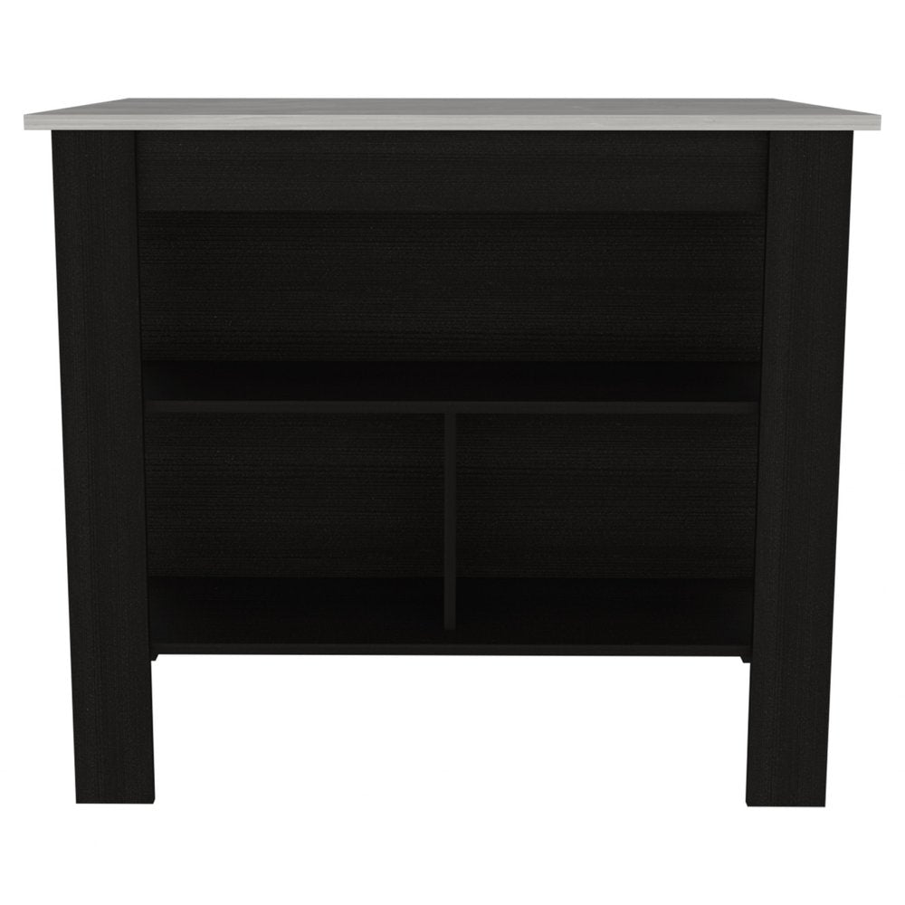 Black and Ivory 41" Kitchen Island With Storage HomeRoots