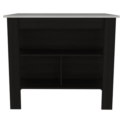 41" Ivory And Black Wood Kitchen Island With Storage