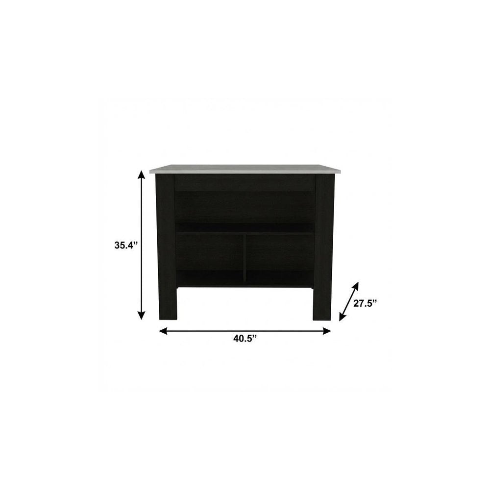 Black and Ivory 41" Kitchen Island With Storage HomeRoots