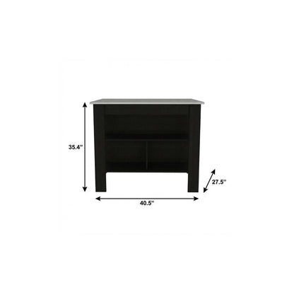 Black and Ivory 41" Kitchen Island With Storage HomeRoots