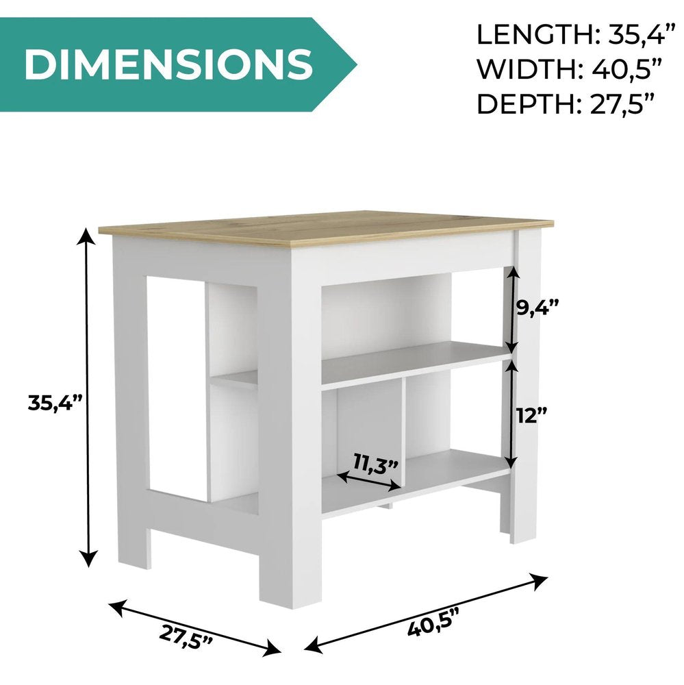 41" Ivory And Black Wood Kitchen Island With Storage — view 5