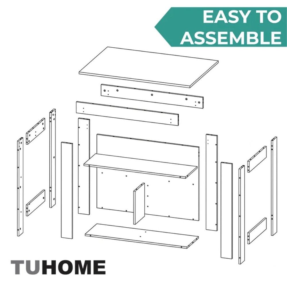 41" Ivory And Black Wood Kitchen Island With Storage — view 6