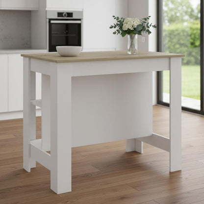 White and Brown 41" Kitchen Island With Storage HomeRoots