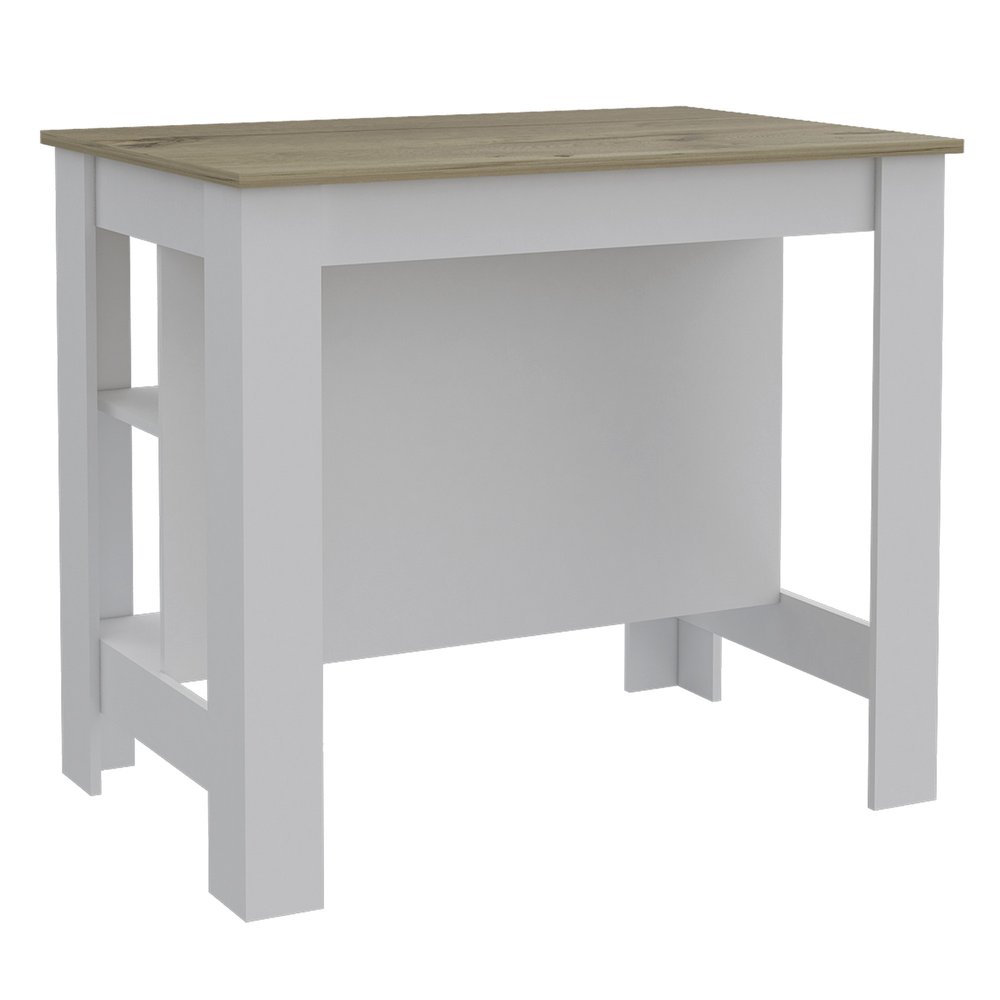 White and Brown 41" Kitchen Island With Storage HomeRoots