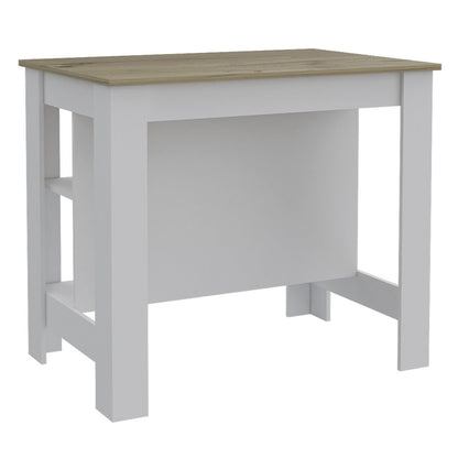 White and Brown 41" Kitchen Island With Storage HomeRoots