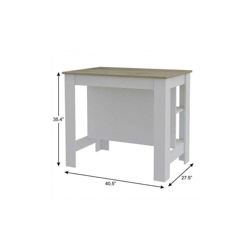 White and Brown 41" Kitchen Island With Storage HomeRoots
