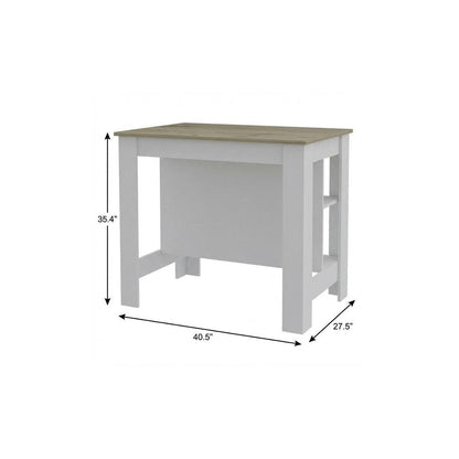 White and Brown 41" Kitchen Island With Storage HomeRoots