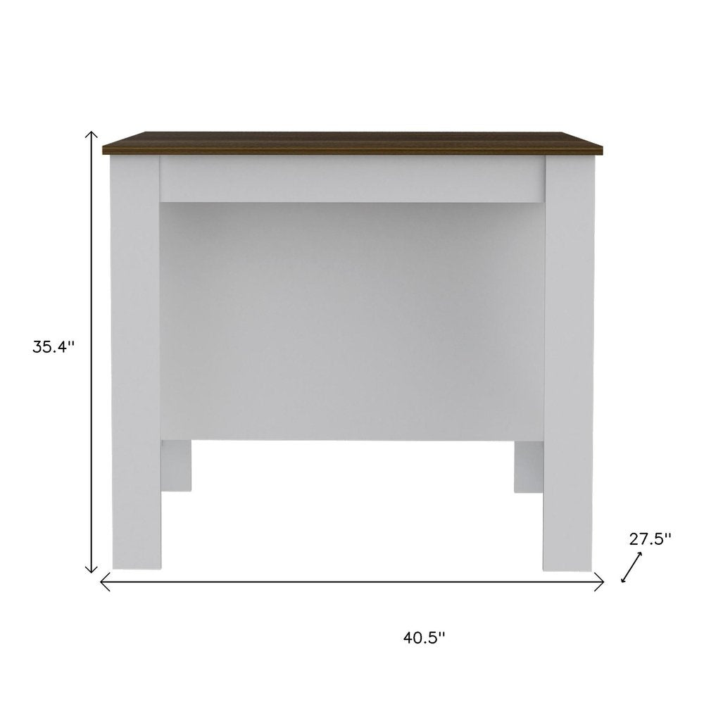 White and Brown 41" Kitchen Island With Storage HomeRoots