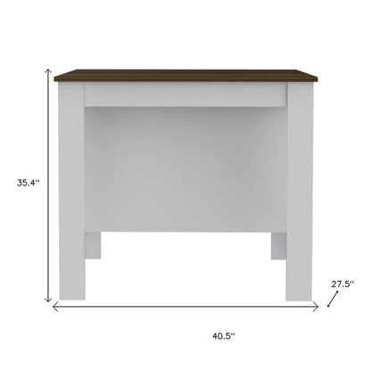 White and Brown 41" Kitchen Island With Storage HomeRoots